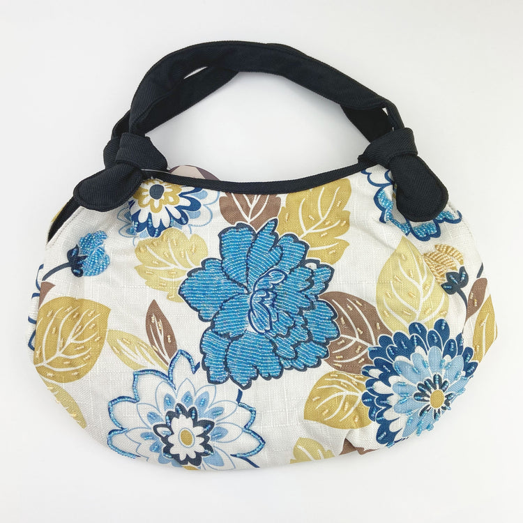 ★オリジナルベトナムバッグ quay ビーズ花刺繍 ブルー×イエロー