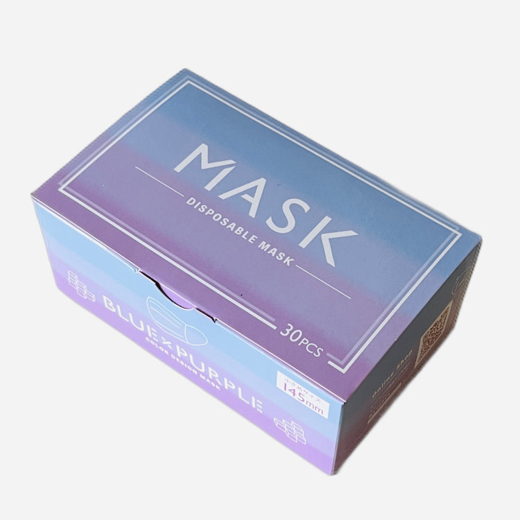 ★オリジナル キッズカラーマスク グラデーションブルーパープル BOX(30枚入り)