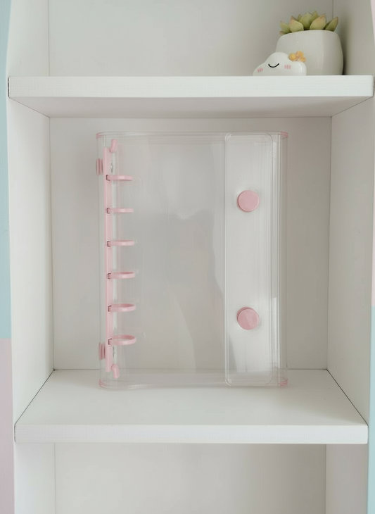 Wボタンクリアバインダー　ピンク　A7(ミニ6)規格